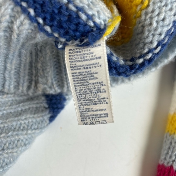 Rebecca Minkoff Brittany pale blue multi stripe mock neck wool blend sweater - Picture 14 of 16